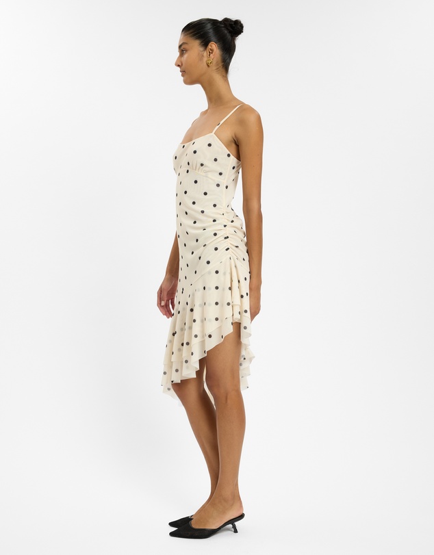 With Harper Lu - Asymmetrical Frill Midi Dress