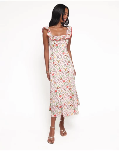 Petal & Pup - Lucille Maxi Dress - Coral Wildflower