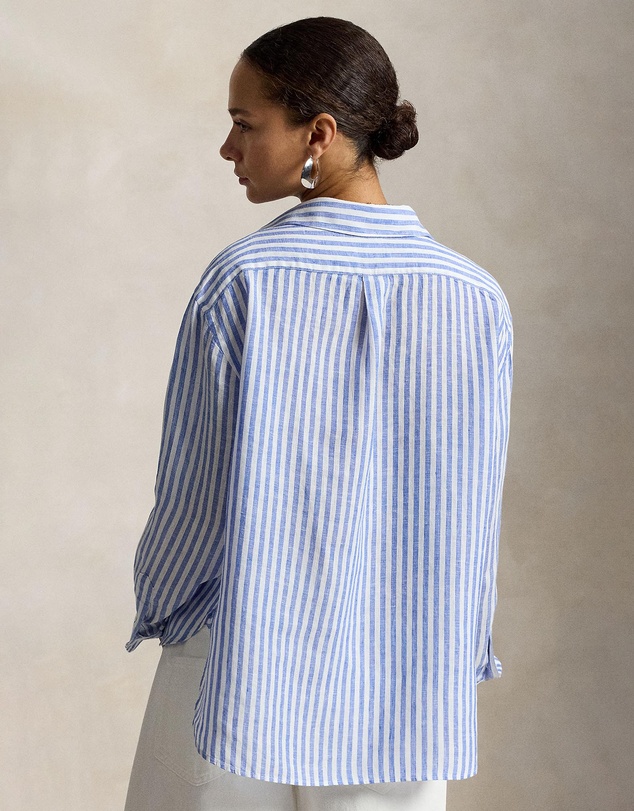 Polo Ralph Lauren - Wide Cropped Gingham Linen Shirt - The ICONIC Exclusive
