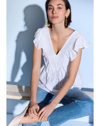 NEXT - Sleeveless Ruffle V-Neck Top