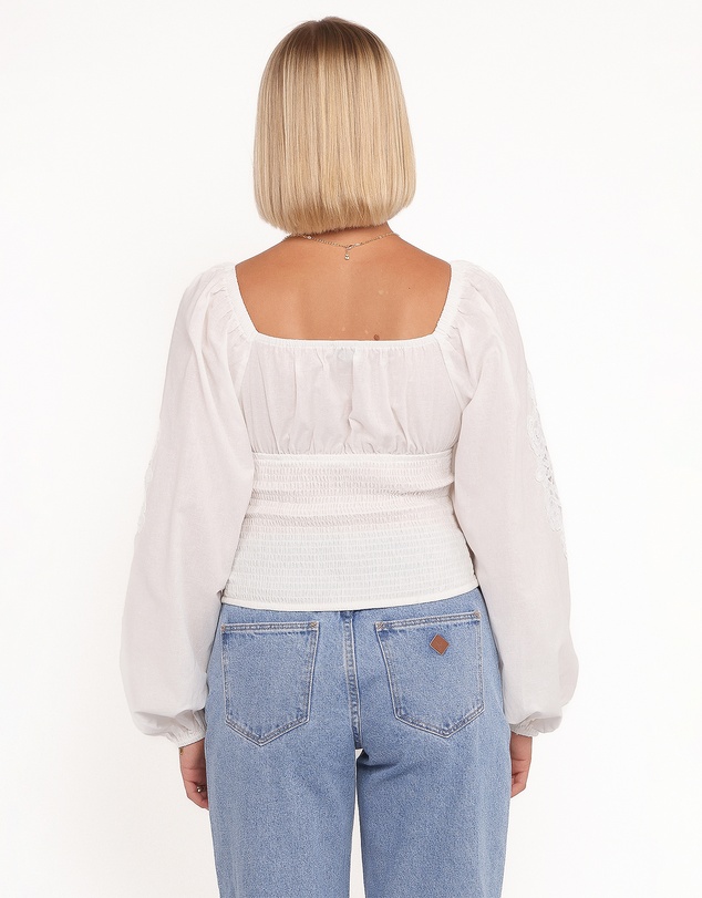 Petal & Pup - Angelica Long Sleeve Top - White