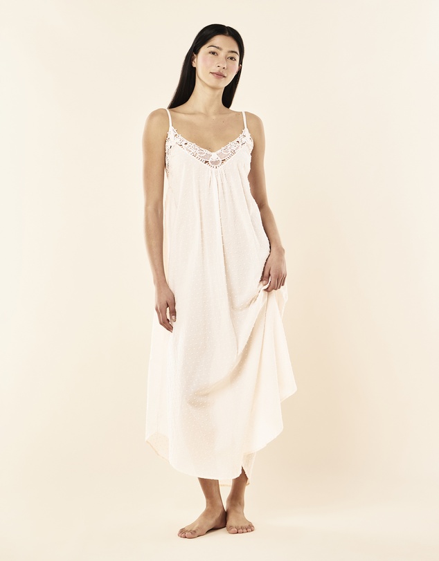 Papinelle - Swiss Dot Lace Front Maxi Nightie