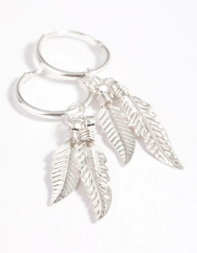 Lovisa - Sterling Silver Leaves Huggie Hoop Earrings