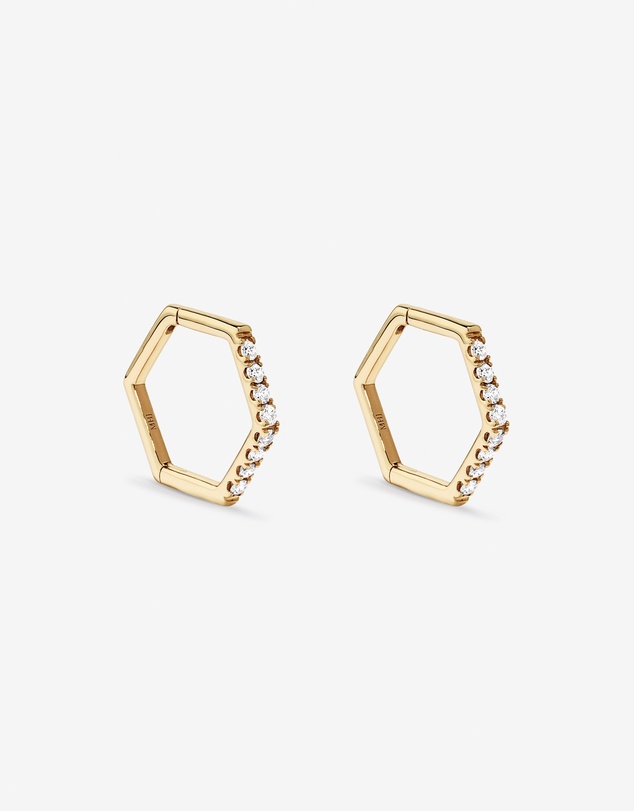 Michael Hill - Diamond Angled Hoop Earrings in 10kt Gold