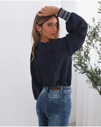 Esther & Co - Dareia Blouse - Navy Print