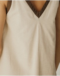 Atmos&Here - Contrast Linen Blend Mini Dress