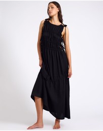 ONE TEASPOON - Evelyn Gathered Ruched Maxi Dress - Black