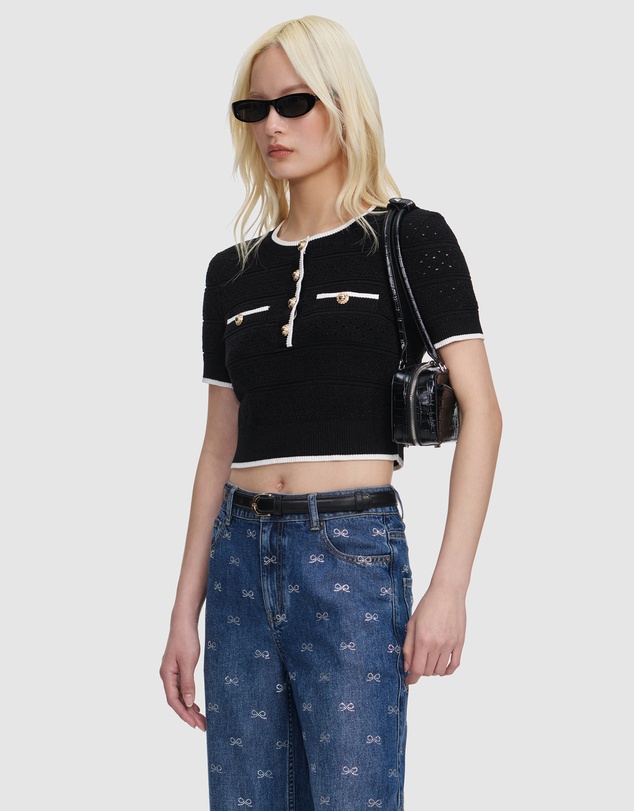 Self Portrait - Pointelle Knit Top
