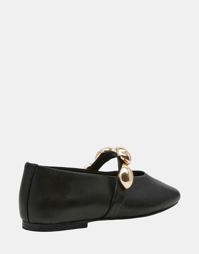 Steve Madden - Poppin Black Leather Flats