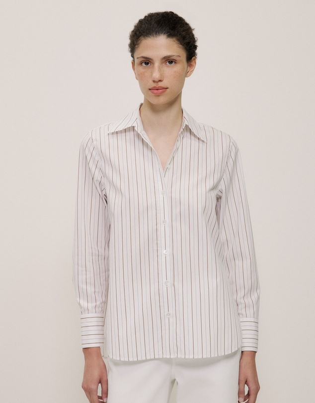 Trenery - Yarn Dyed Poplin Stripe Shirt in Russet