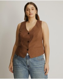 Atmos&Here Curvy - Yasmin Linen Blend Vest