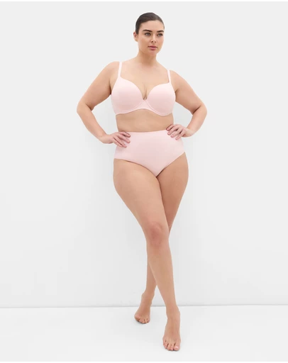 City Chic - Plus size Luxe Microfibre Plunge T-Shirt Bra - pink icing