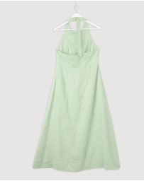 Revibe - Repaired AERE Waverly Halter Linen Midi Dress - AU 12