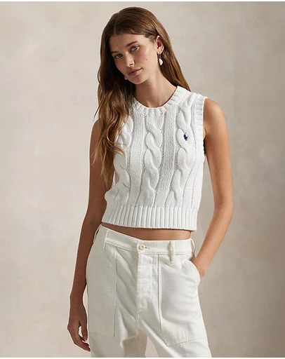 Polo Ralph Lauren - Cable-Knit Cotton Cropped Vest
