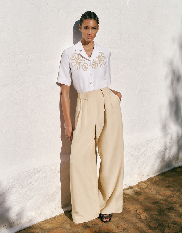 Trenery - Pleat Front Wide Leg Pant in Sand