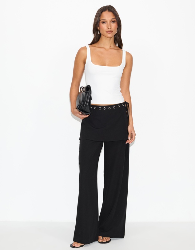 Dazie - Off Duty Eyelet Skirt Pants