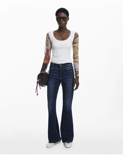 Desigual - Chiffon sleeve T-shirt