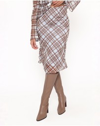 Petal & Pup - Josiana Pencil Skirt - Blue/Brown Plaid