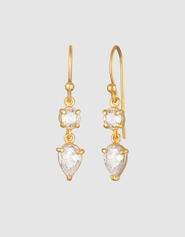 Elli Jewelry - Zirconia Teardrop Earrings in Gold-Plated 925 Silver