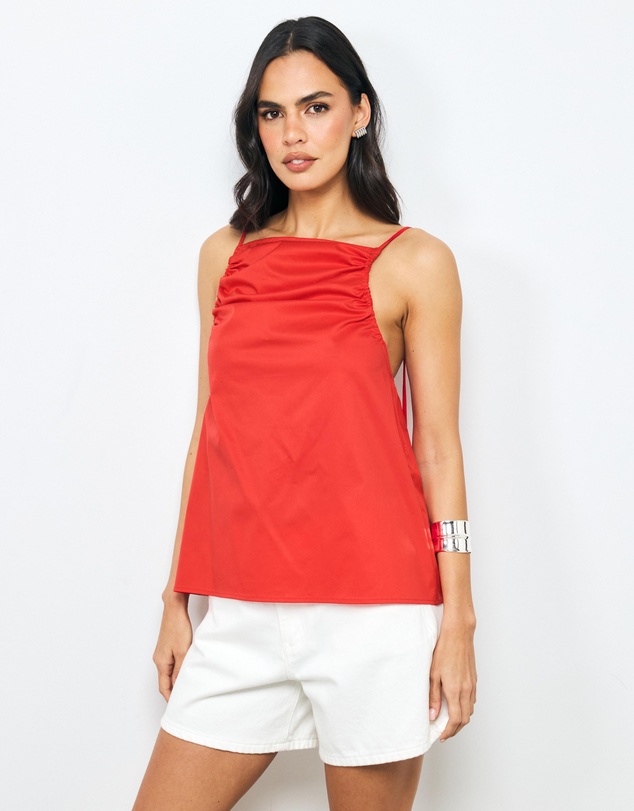 AERE - Zara Ruched Poplin Top