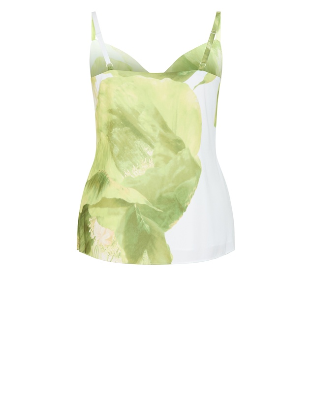 City Chic - Plus size Elisa Matcha Print Cowl Neck Cami - ivory
