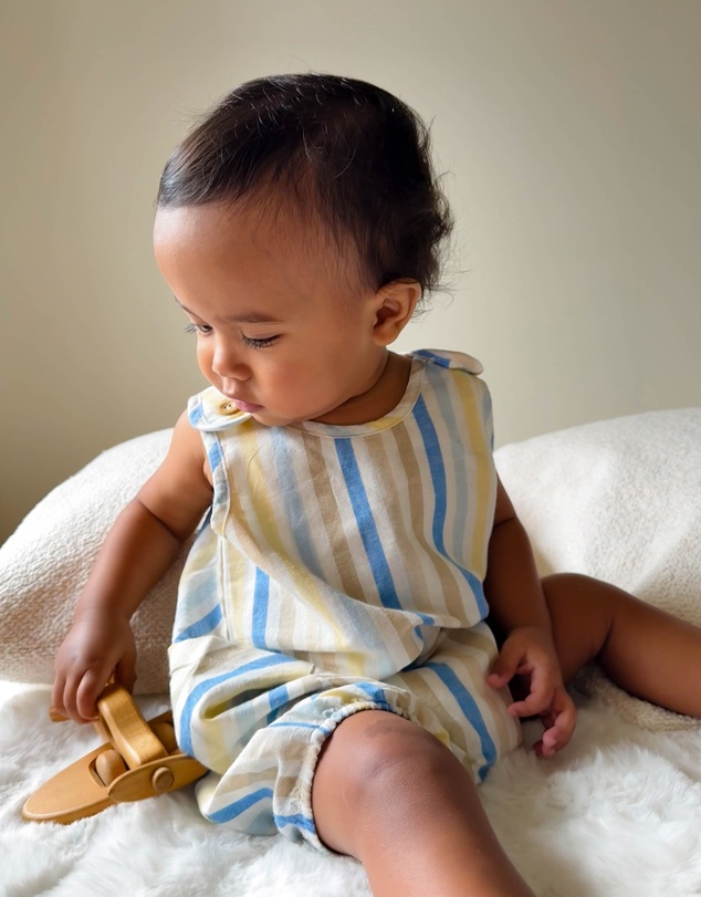 Purebaby - Linen Blend Romper- Kids-Babies
