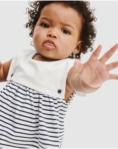 White Navy Stripe