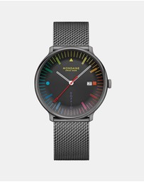 Mondaine - Mondaine Doppio Bauhaus Black Stainless Steel 41mm Watch