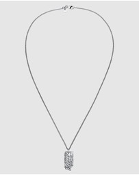 Kuzzoi - ICONIC EXCLUSIVE - Necklace Rectangular Pendant Natural Look in 925 Sterling Silver