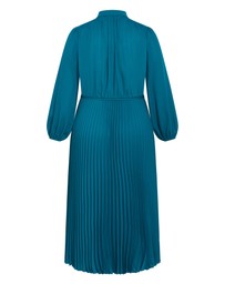City Chic - Plus size Halle Long Sleeve Pleat Dress - jade