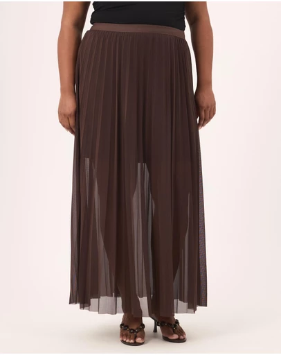 Atmos&Here Curvy - Bella Pleated Mesh Maxi Skirt