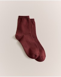 Trenery - Metallic Rib Crew Sock in Auburn
