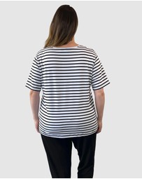 Love Your Wardrobe - LYW & Co Embroidered Stripe Tee