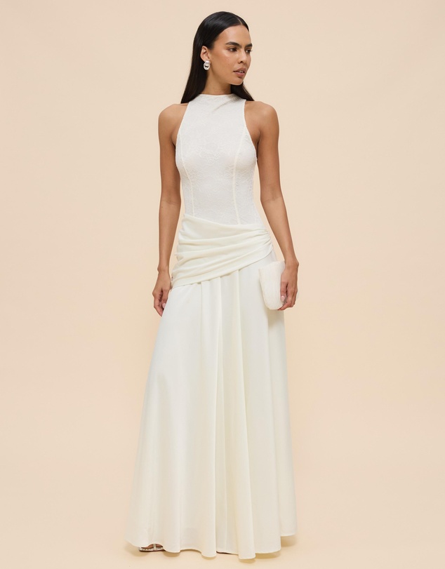 CHANCERY - Layla High Neck Lace Panelled Maxi Dress