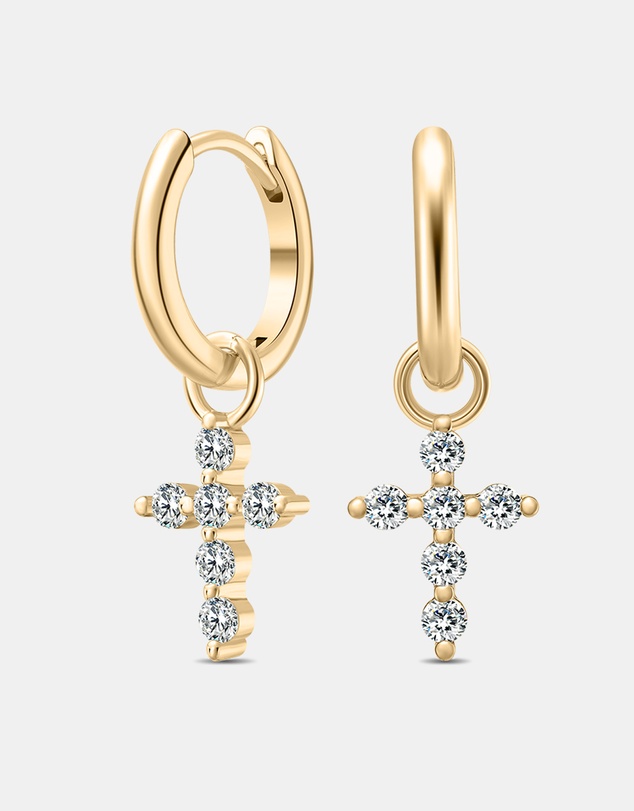 Mestige - Faith Cross Hoops - 18K Gold Plated
