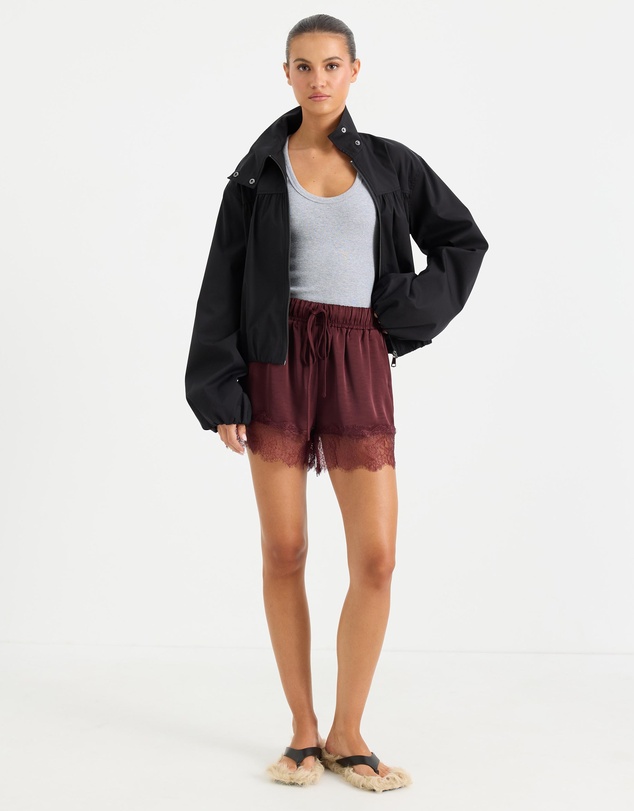 Calli - Lucy Satin Lace Hem Shorts