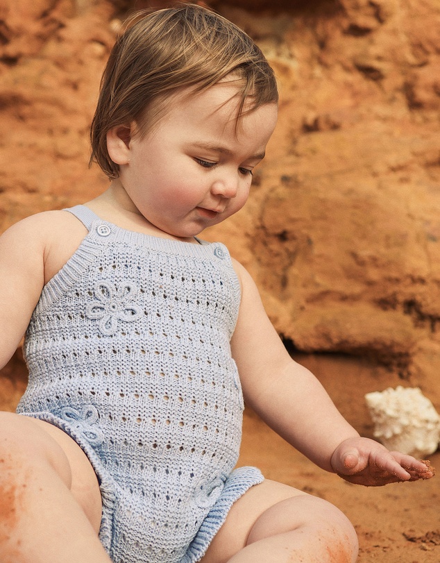 Kynd Baby - Crochet Romper in Blue