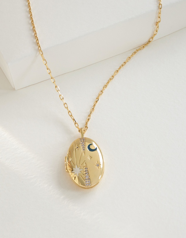 Wanderlust + Co - You Are Magic Gold Medallion Locket Necklace