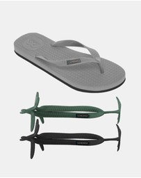 Boomerangz Footwear - Men's Grey/Black Thongs with arch support and 2 x interchangeable straps