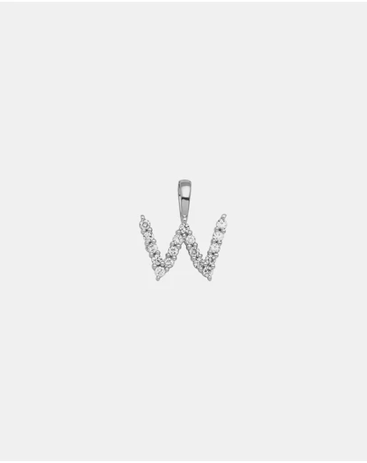 Zoe Olivia - 9K White Gold Lab Grown Diamond Initial W Pendant