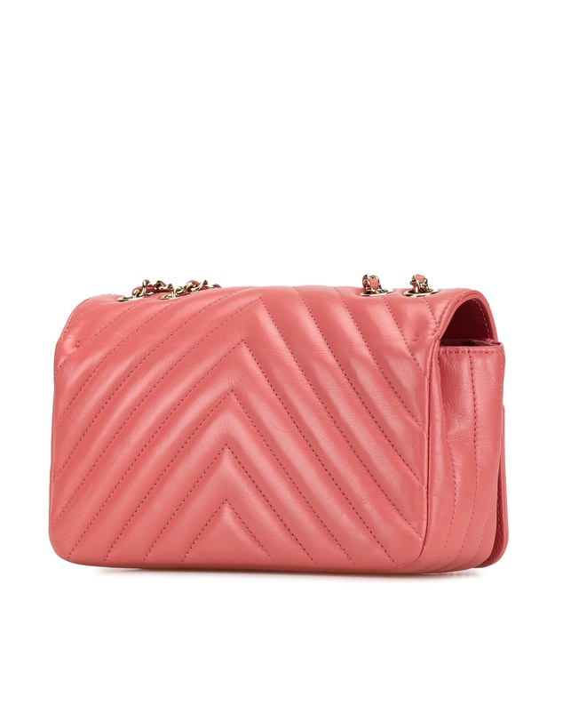 Pre-Loved by Azura Reborn - Pre-Loved Chanel Mini Chevron Calfskin Statement Flap Crossbody Bag with Quilted Leather Body