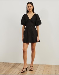 Atmos&Here - Kelly Linen Blend Puff Sleeve Mini Dress