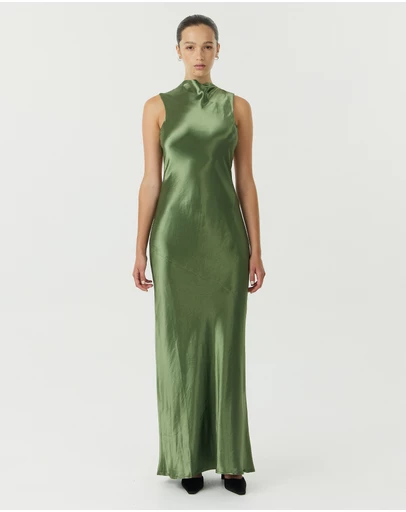 Third Form - Satin Bias Cowl Back Maxi Dress