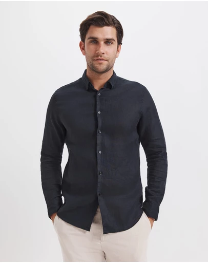 SABA - Anderson Long Sleeve Classic Linen Shirt