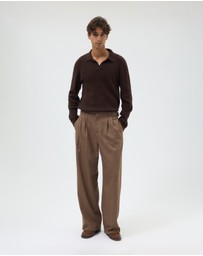 AERE - Textured Long Sleeve Polo