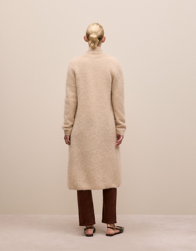 Trenery - Brushed Alpaca Longline Cardigan in Oat Marle