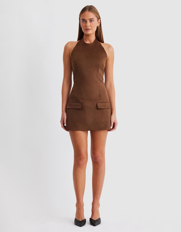 SNDYS - Amelia Suede Halter Mini Dress