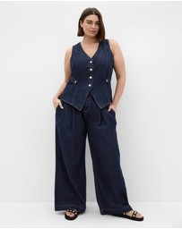 City Chic - Plus size Harley Fit Nova Wide Leg Short Jean - dark wash