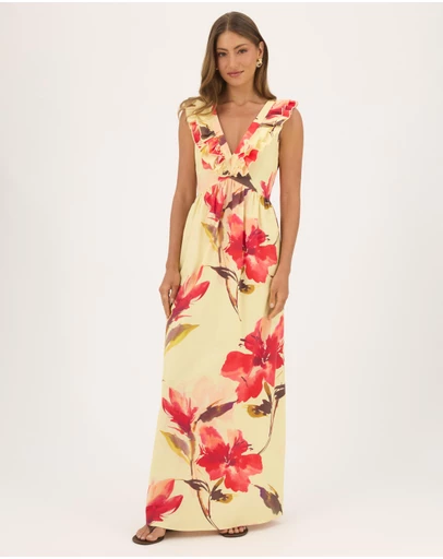 Atmos&Here - Daisy Ruffle Sleeve Maxi Dress