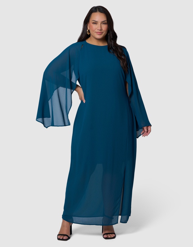 Pink Dusk by Curve Project - Eclipse Cape Maxi Dress